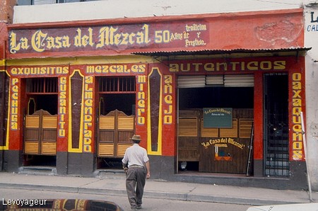 Photo - Oaxaca - Petit café spécialisé dans la vente du Mezcal (ou mescal)