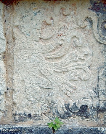 Photo - Yucatan - Chichen Itza - Temple des guerriers - Fresque d'un guerrier Toltèque