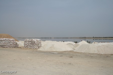 Photo - Monticules de sel entassés sur la berge