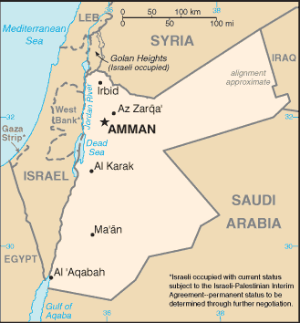 map of jordan middle east